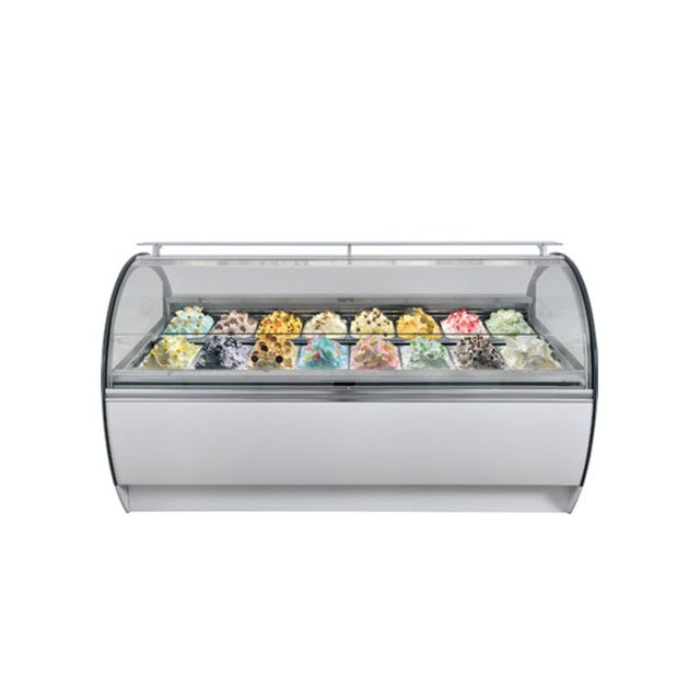 Prosky Glass Freezers蛋糕展示弯曲的冰淇淋展示